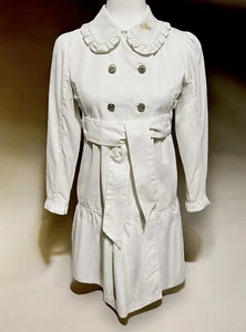 Vintage Disney Store Princess Dressy Trench Pea Coat Ivory Girls Size 10-12 - Picture 1 of 15
