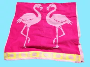 Rosa Flamingo Strandtuch 36x70 Bad Pool Jacquard Velours St Tropez Sand Ägypten - Bild 1 von 6