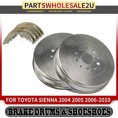 New Rear Brake Drums + Ceramic Brake Shoe for Toyota Sienna 2004 2005 2006-2010 - Image 1 of 4