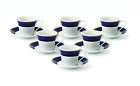 Espresso Cups and Saucers Set for Tea or Coffee - Blue and Gold, 2 oz. Set of 6