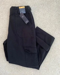 M&S WOMENS BLACK CARGO ANKLE GRAZER JEANS TROUSERS Size 10 Short Bnwt - Picture 1 of 8
