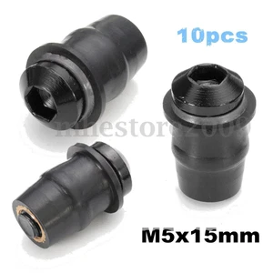 10x Motorcycle Windscreen Windshield Fairing Well Nut Bolt Screw M5x15mm Black - Bild 1 von 9