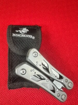 Cuchillo utilitario de bolsillo plegable multifunción de acero inoxidable Winchester 2CR y estuche Foto 1 de 4