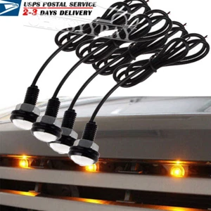 4x Amber 23mm Small LED Black DOME Motorcycle-Chopper-Bobber Turn Signal Light - Bild 1 von 9