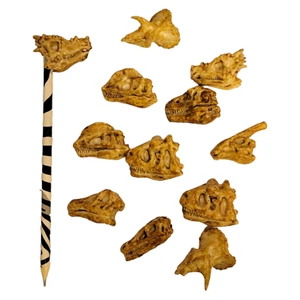 Dinosaur Heads Fossil Pencil Tops - 12 Pack (2") Aged Look. Rubber. Dino Toppers - Picture 1 of 8
