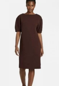 Prologue Dress Medium Textured Knit Puff Short Sleeve Maroon Brown New - Picture 1 of 11