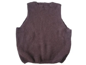 Men's size Large Wool Sweater Vest  Textured Dress Brown NWT  MADEINAM - Picture 1 of 10