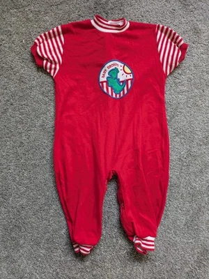 Mameluco Vintage Años 90 Health Tex Bebé Talla 24 Meses Rojo Bebé Bronto Dinosaurio EE. UU. Foto 1 de 4