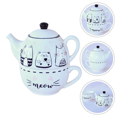 1 Set Mode Keramik Teetasse Set Romantisches Schönes Katzenmuster Tee - Bild 1 von 4