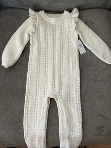 Old Navy Baby rot Zopfmuster Knopfleiste Strampler/Pullover/Unionsanzug-Größe 12-18M - Bild 1 von 6