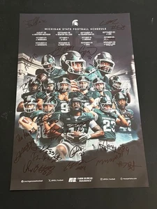 2025 Michigan State Spartans SIGNIERTES AUTOGRAMM Fußball Spielplan Poster MSU c - Bild 1 von 4