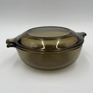 Casseruola vintage PYREX 019 e coperchio vetro marrone ambra 20 oz 600 ML - Foto 1 di 8