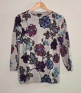 Suéter Talbots Audrey 100 % gris cachemir floral tejido fino para mujer L Grandmacore - Imagen 1 de 9