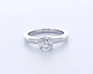 1.2 CT Lab-Created Diamond E/VS1 Round Cut 18K White Gold Classic Solitaire Ring - Picture 1 of 4