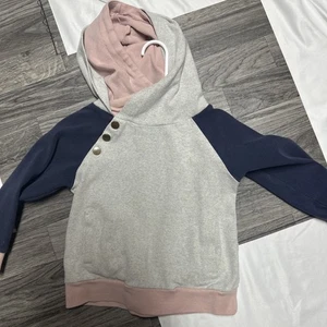 Ampersand Avenue Toddler Sweatshirt 4T Pink/navy Blue With Pockets - Picture 1 of 5
