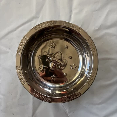 全新 Reed & Barton Zoom Zoom 婴儿碗 不锈钢飞机主题 全新带盒 — 第 1/3 张图片