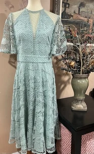 Temperley London Haze Guipure Lace And Tulle Mint Lace Midi Dress Size 10 $1010 - Picture 1 of 14