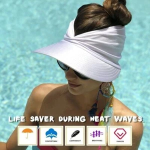 Womens Summer Wide Brim Foldable Sun Hat Anti-UV Ladies Beach Visor Caps Hat NEW - Picture 1 of 21