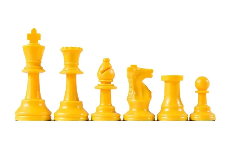 批发国际象棋三重加权Staunton彩色棋子(黄色) — 第 1/1 张图片