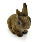 Figurine de banque de pièces lapin lapin lapin marron floquée décoration de printemps de Pâques vintage lot de 2