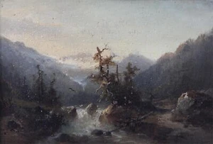 Hermann Herzog A Mountain Stream 1870 17"x 22" Archival Art Print - Picture 1 of 1