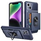 iPhone 14 Plus Case Wallet Case with Card Holder Slot Ring Kickstand Case Armor