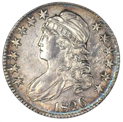 1826 Capped Bust Silver Half Dollar 50C - Cleaned Strong Details Cover