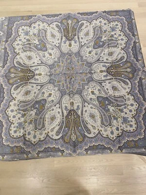 ETRO -- Home Collection -- Silk Blend Tablecloth Paisley Light Blue And Yellow - Image 1 of 4