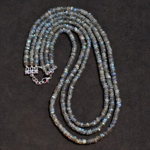 3 Strand 359.00 Cts Authentic Labradorite Beaded Beautiful Necklace AK 07 E492 - Picture 1 of 8