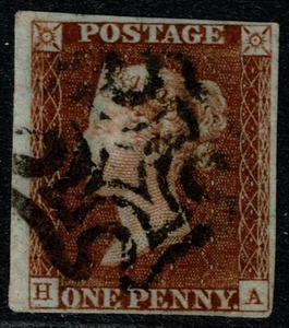 1841 1d Rot Schwarz Pl 8 HA 4m MX Blatt Randsorte Double A Sehr guter Zustand Kat. £ 280,00 - Bild 1 von 1
