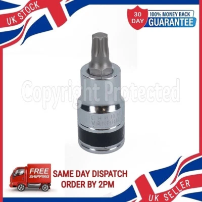 T45 TORX STAR SOCKET BIT 1/2" SQUARE DRIVE CRV CHROME VANADIUM STEEL TX45 TRX - Image 1 of 4