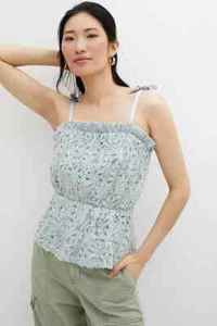 ANTHROPOLOGIE Textured Peplum Tank SIZE LARGE blue color NEW - Picture 1 of 8