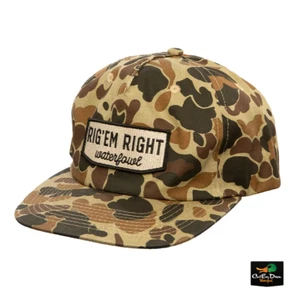 RIG'EM RIGHT WATERFOWL OLD SCHOOL CAMO PINCH FRONT UNSTRUCTURED HAT - Picture 1 of 2