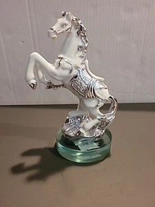 White & Silver Italian Horse Romany Porcelain Home Decor 7" - Picture 1 of 8