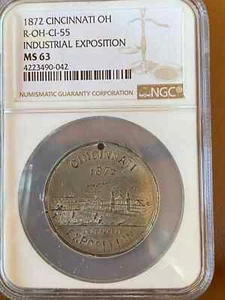 1872 RULAU CINCINNATI OH R-OH-CL-55 INDUSTRIAL EXPOSITION NGC MS63 - Picture 1 of 6
