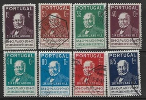 PORTUGAL - 1940 - CENT 1st POSTAGE STAMP SET OF 8 - USED - SG 920/927 - CAT £20 - Picture 1 of 5