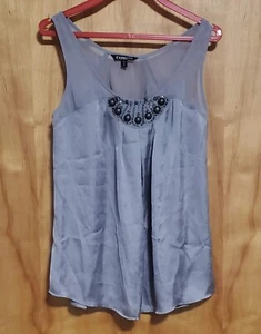 FASHION GRAY SILK SUMMER WOMEN TOP - Picture 1 of 7