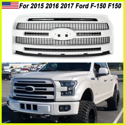 For 2015 2016 2017 Ford F-150 F150 Oxford White Front Bumper Grille W/O Camera - Image 1 of 4