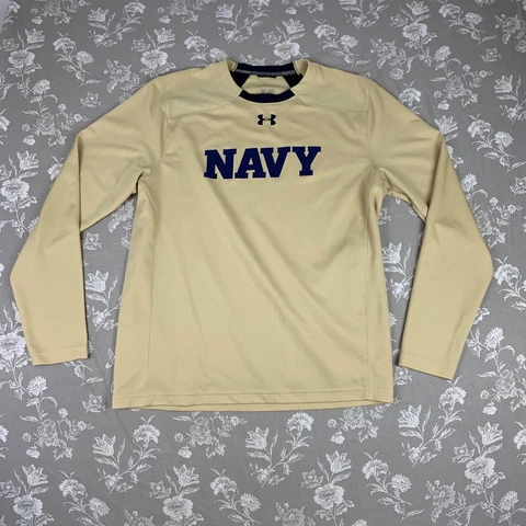 U.S. Navy Under Armour Men's Size Large Long Sleeve Shirt Loose Beige Cover