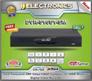 Dahua (GVS Logo) 16-Channel WizSense 1080P 1U 1HDD H.265 Digital Video Recorder