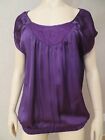 GUESS Top Camisole Tank Blouse Shirt Tunic Violet Satin Size M NWOT Short Sleeve