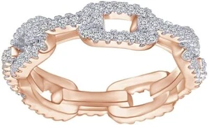 Simulated Diamond Buckle Knot Eternity Chopper Ring 14K Gold Plated 925 - Picture 1 of 12