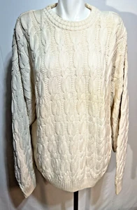 Men Cotton Sweater Sand Lt Beige Cable Knit XL New NWT - Picture 1 of 6