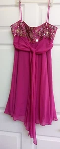 BCBG MAX AZRIA Raspberry Pink Beaded Silk Sparkle DRESS~sz 12 M Medium Med PROM - Picture 1 of 8
