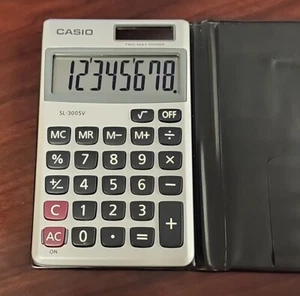 Casio SL-300SV Basic Calculator Compact Wallet Solar Two Way Power & Case TESTED - Picture 1 of 9
