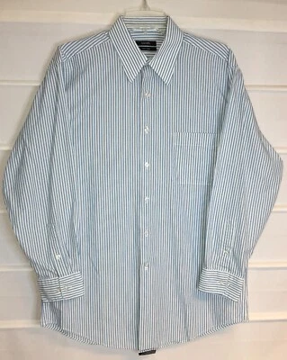 Alfani Easy Care Blue Gray White Striped LS Dress Shirt 15 x 32/33 M EC! - Image 1 of 4