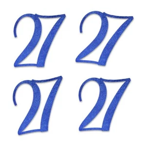 Blue Glitter 27th Birthday Cut-Out Numbers Party DIY Supplies Event Essentials - Picture 1 of 2