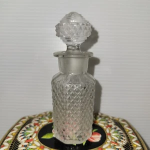 Patterned Pressed Glass Bottle Decanter With Stopper - Picture 1 of 9