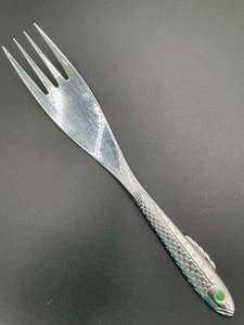 Nobel Gunnar Cyren Stainless Serving Fork Fish Handle Green Eye 90th Anniversary - Picture 1 of 7