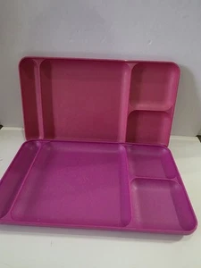 Bandejas de almuerzo Tupperware vintage 9 x 15 bandeja de bocadillos 1535-1 rosa lote de 2 - Imagen 1 de 3